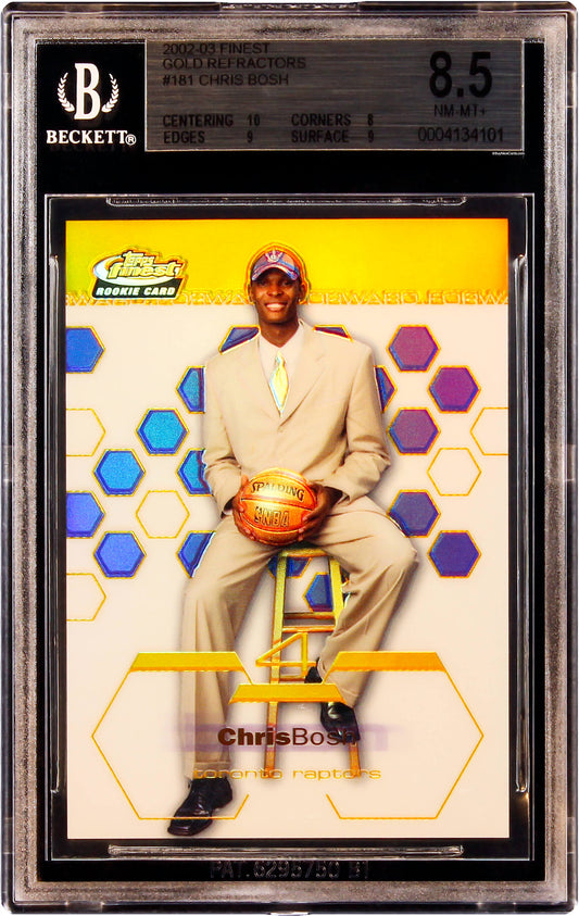 2002-03 Chris Bosh Topps Finest Xrc Gold Refractor Sp Rc Rookie /25 Bgs 8.5