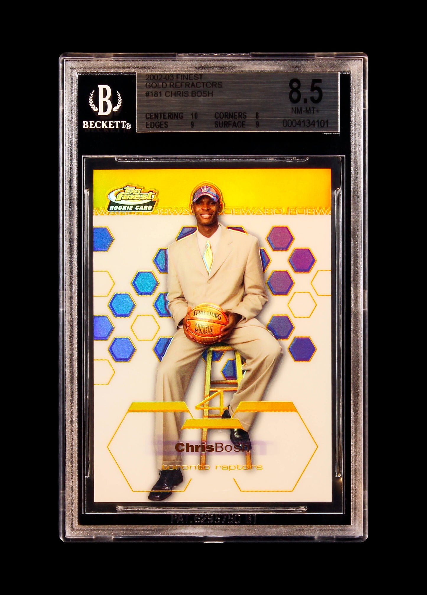 2002-03 Chris Bosh Topps Finest Xrc Gold Refractor Sp Rc Rookie /25 Bgs 8.5