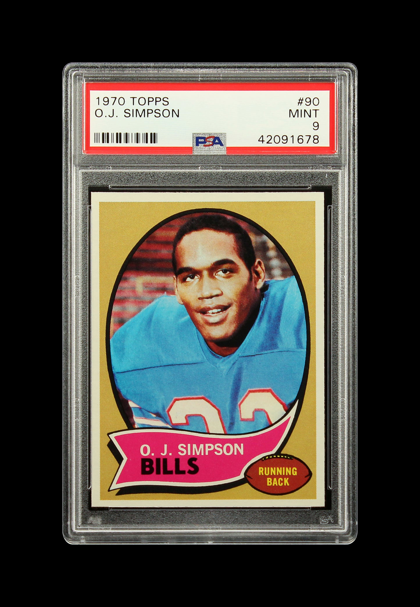 1970 O.j. Simpson Topps Rc Rookie #90 Psa 9 Mint Strong Eye Appeal