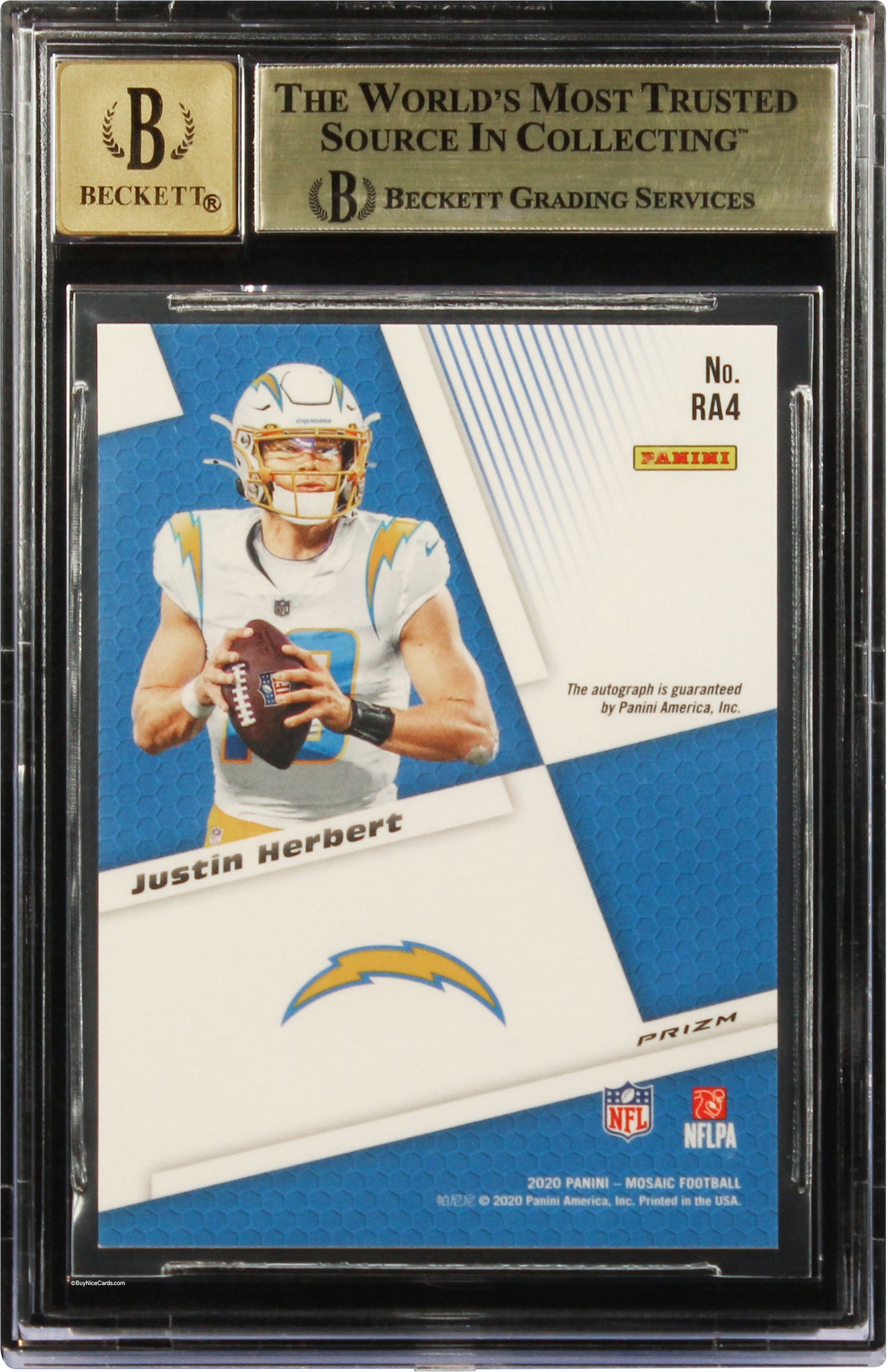 2020 Justin Herbert Panini Mosaic Prizm Rc Rookie Sp Auto #4 Bgs 9.5 / 10