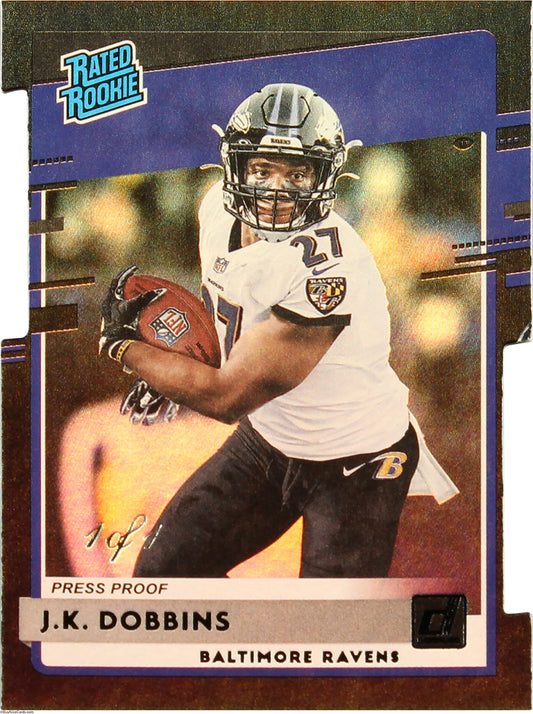 2020 J.k. Dobbins Panini Donruss Rated Rookie Press Proof 1/1 Rc Rookie #311