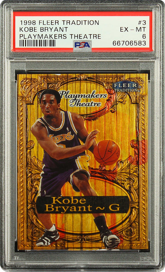 1998 Kobe Bryant Fleer Tradition Playmakers Theatre SP Embossed /100 PSA 6 Total of 6 Copies Graded