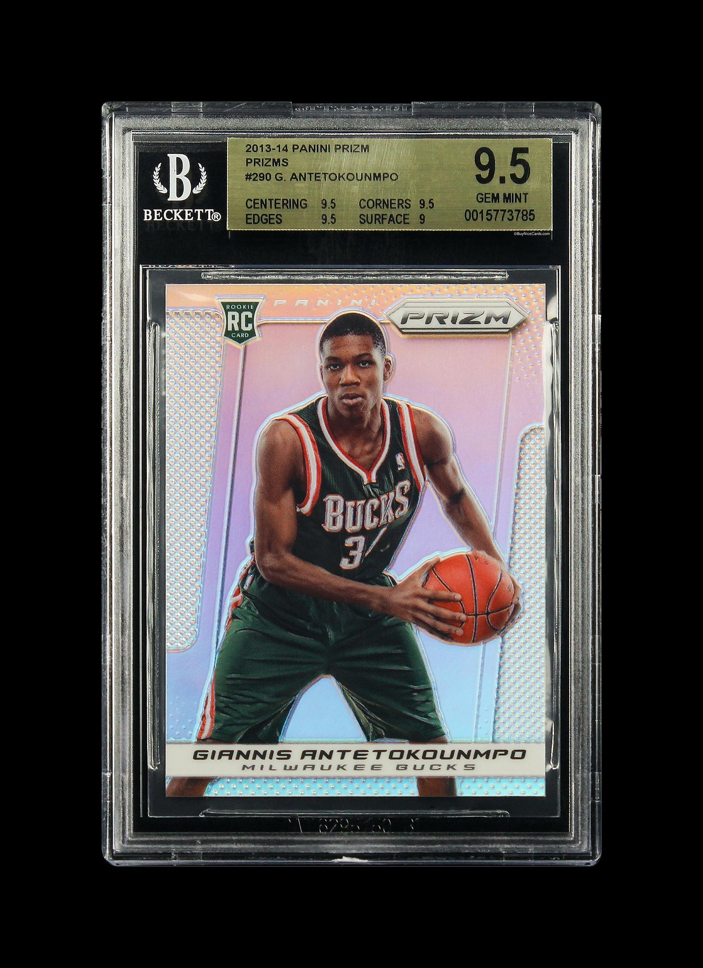 2013-14 Giannis Antetokounmpo Panini Prizm Silver Prizms #290 Bgs 9.5 Gem Mint