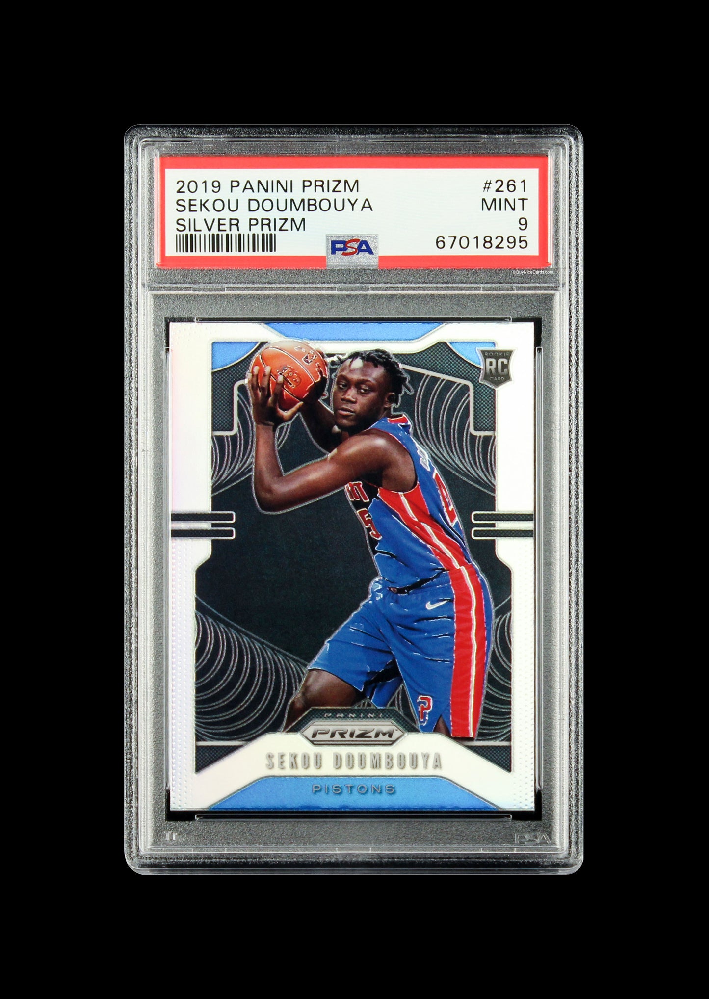 2019 Sekou Doumbouya Panini Prizm Silver Prizms SP RC Rookie #261 PSA 9 Mint
