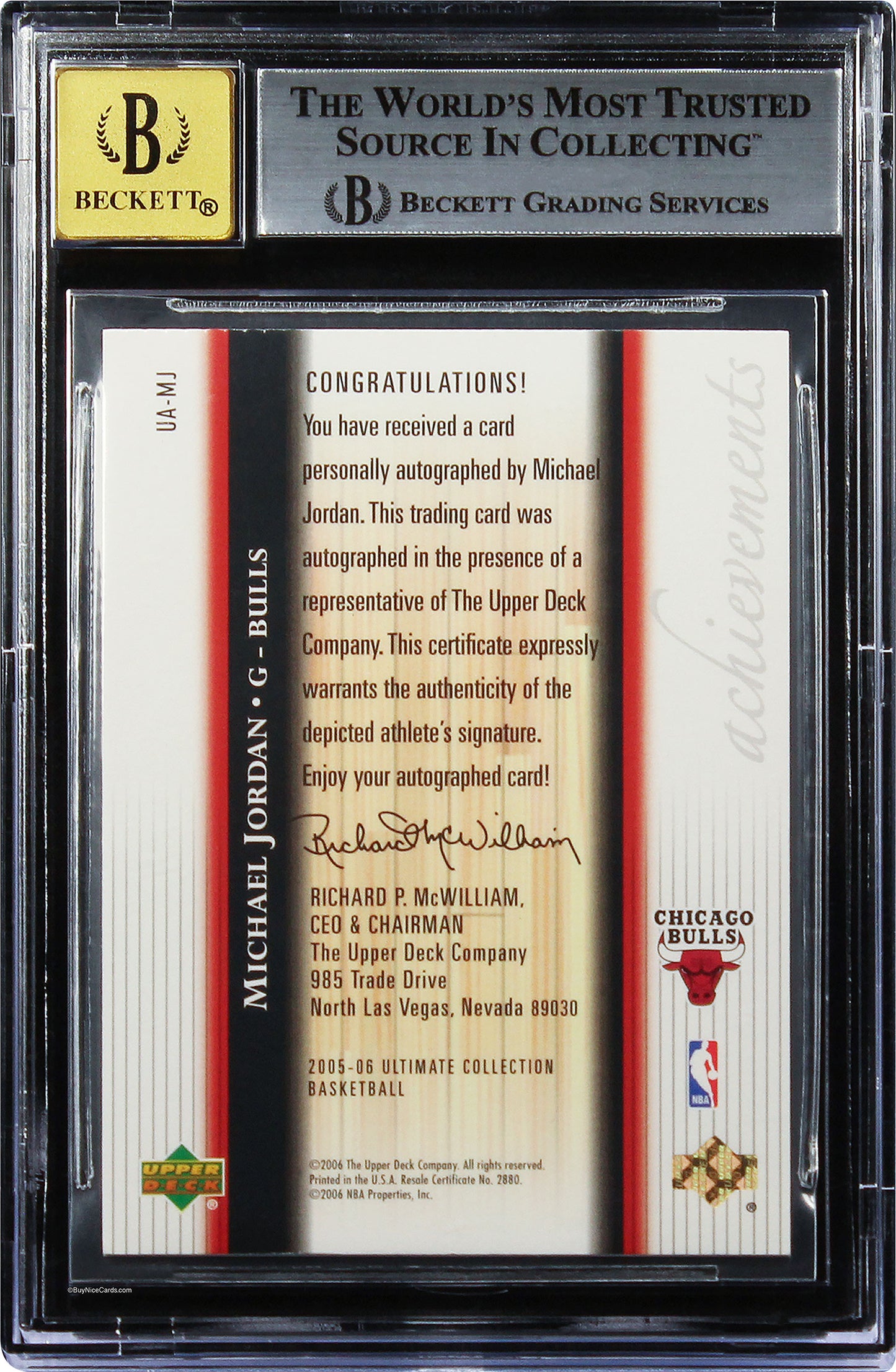 2005-06 Michael Jordan Ud Ultimate Collection Achievements Auto /63 #uamj Bgs 8
