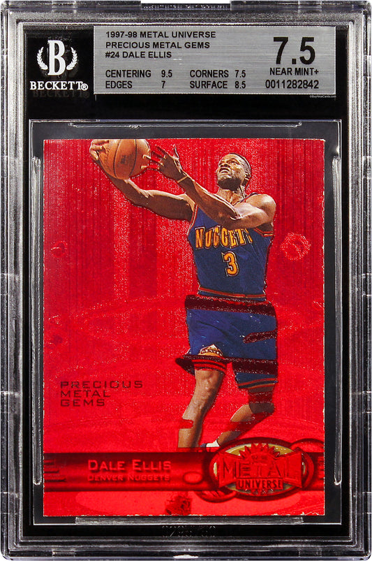 1997-98 Dale Ellis Skybox Metal Universe Pmg Red /100 #24 Bgs 7.5