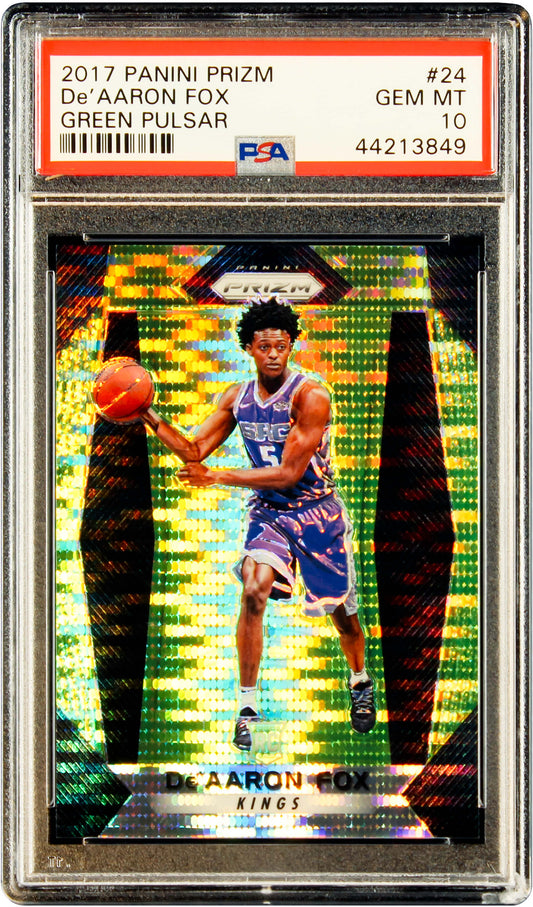 2017 De'aaaron Fox Panini Prizm Green Pulsar Prizms #24 Sp Rc Rookie /25 Psa 10