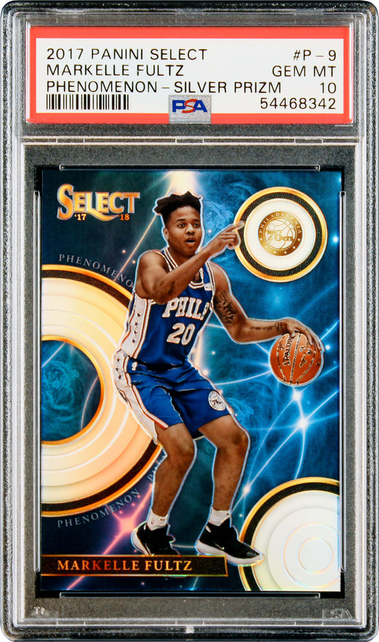 2017 Markelle Fultz Panini Select Phenomenon Prizms Silver Refractor SP RC Rookie #P-9 PSA 10 Gem Mint