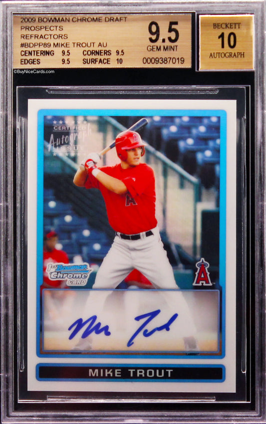 2009 Mike Trout Bowman Chrome Refractor RC Rookie Auto /500 BGS 9.5 / 10