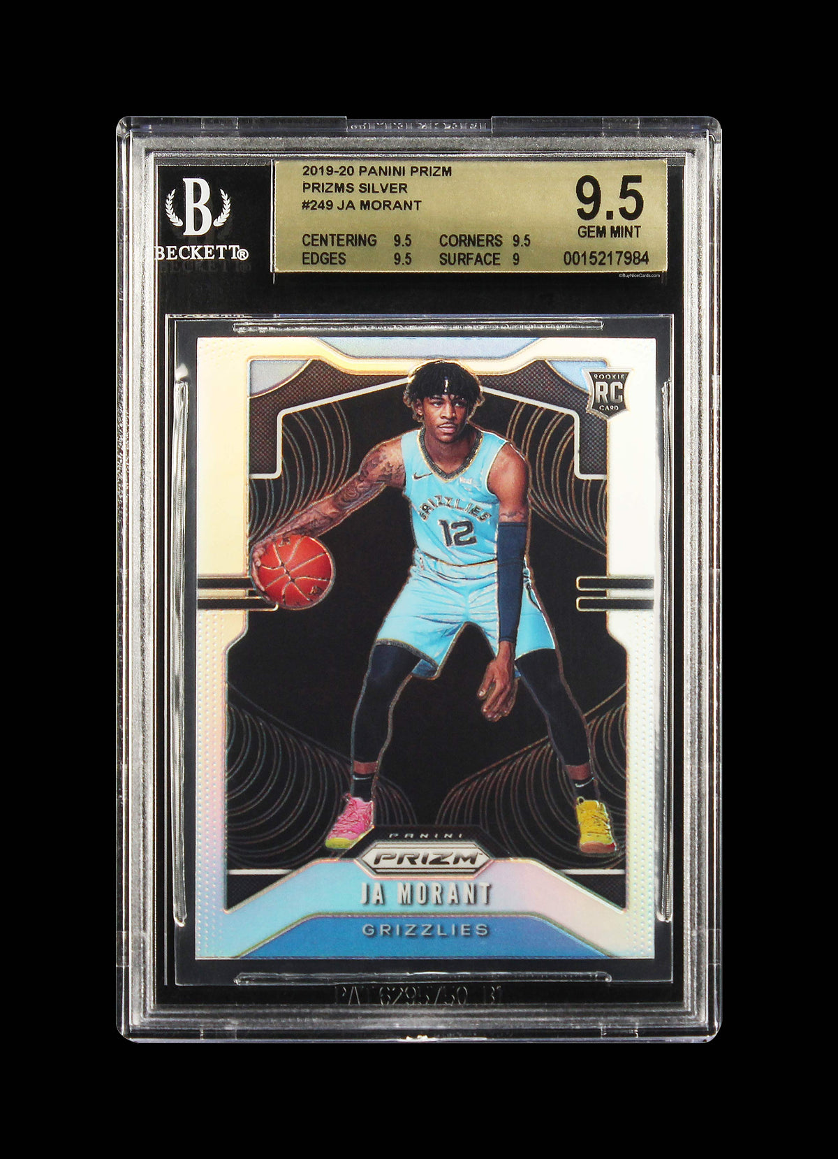 2019-20 Ja Morant Panini Prizm Silver Prizms Refractor SP RC Rookie #249 BGS 9.5 Gem Mint
