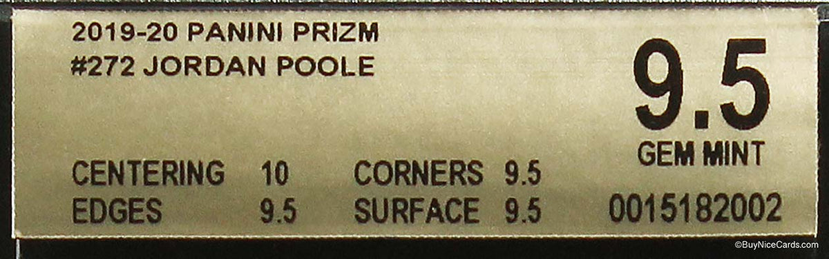 2019-20 Jordan Poole Panini Prizm Base RC Rookie #272 BGS 9.5 Gem Mint