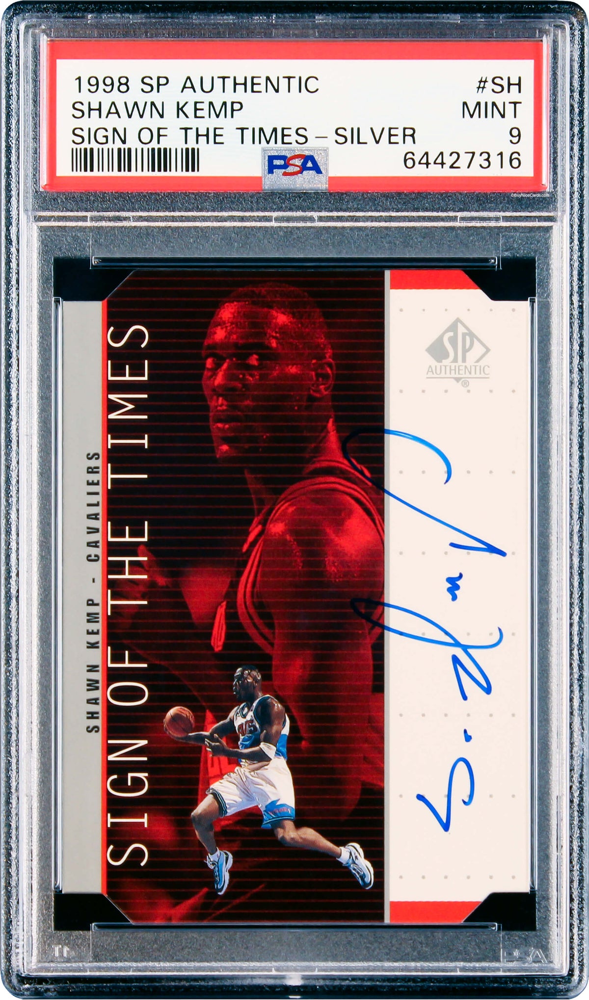1998 Shawn Kemp Upper Deck SP Authentic SOTT Sign of the Times Silver SP Auto #SH PSA 9 Pop 6