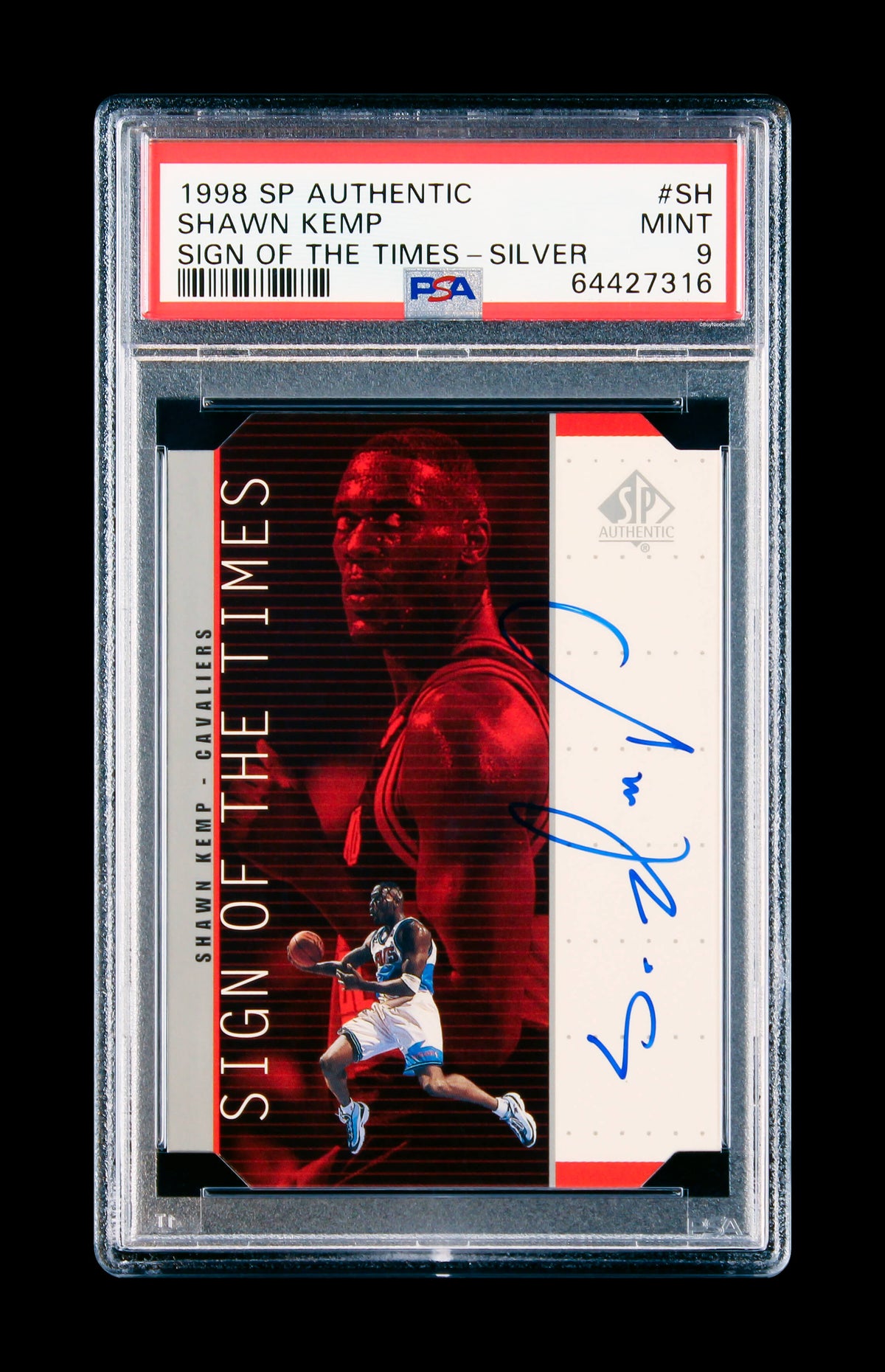 1998 Shawn Kemp Upper Deck SP Authentic SOTT Sign of the Times Silver SP Auto #SH PSA 9 Pop 6