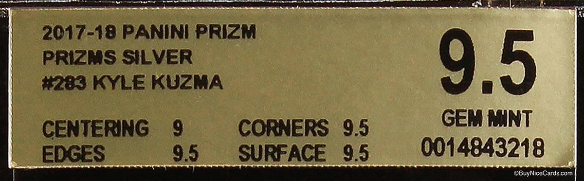 2017-18 Kyle Kuzma Panini Prizm Silver Prizms Refractor SP RC Rookie #283 BGS 9.5