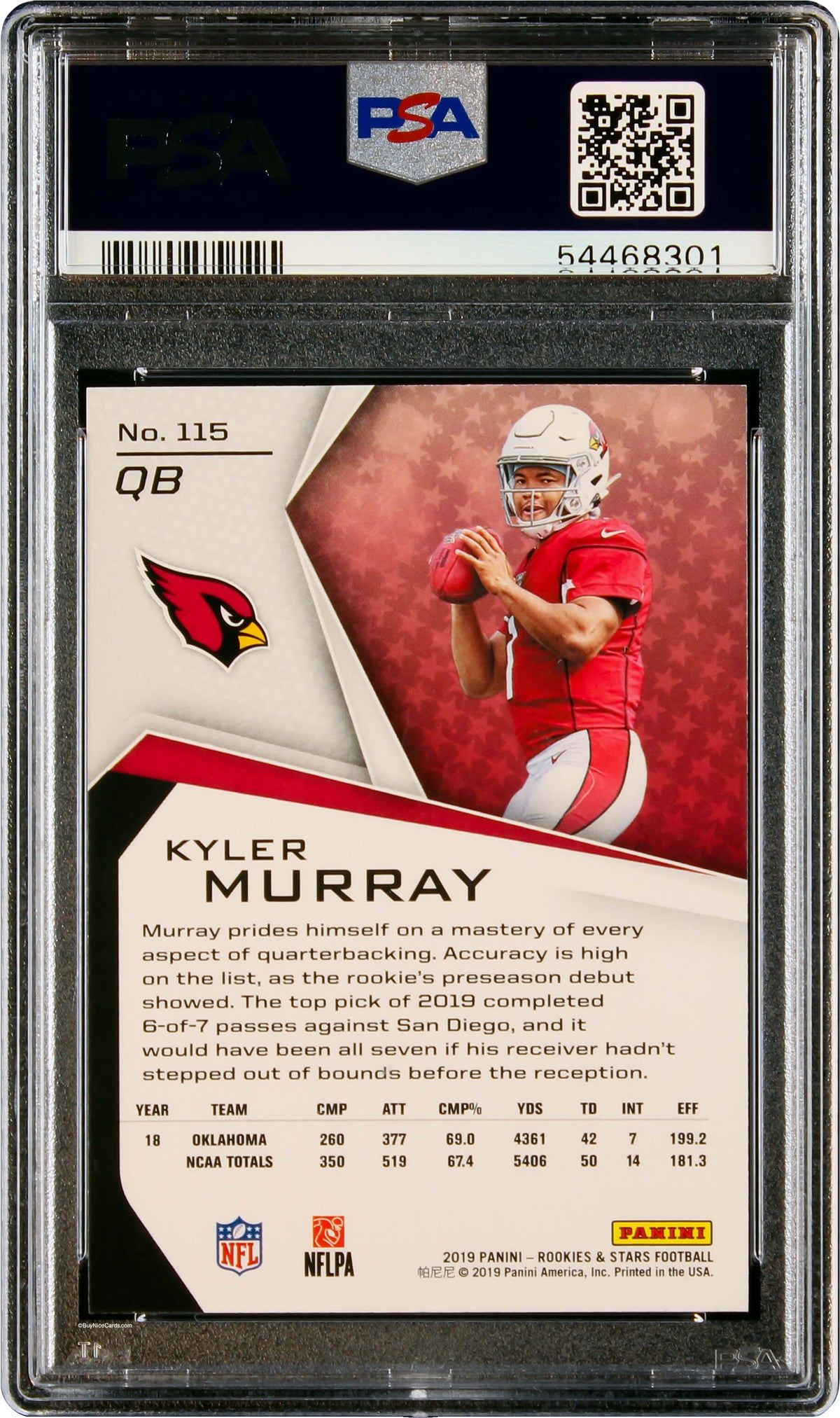 2019 Kyler Murray Panini R & S Rookies & Stars RC Rookie #115 PSA 10 Gem Mint