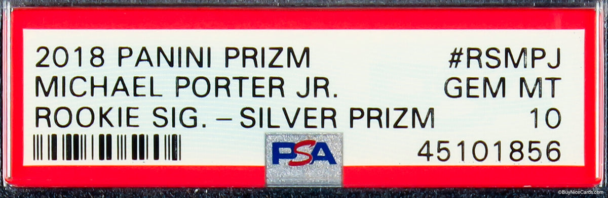2018 Michael Porter Jr. Panini Prizm Silver Prizms RC Rookie Auto #RSMPJ PSA 10 Gem Mint