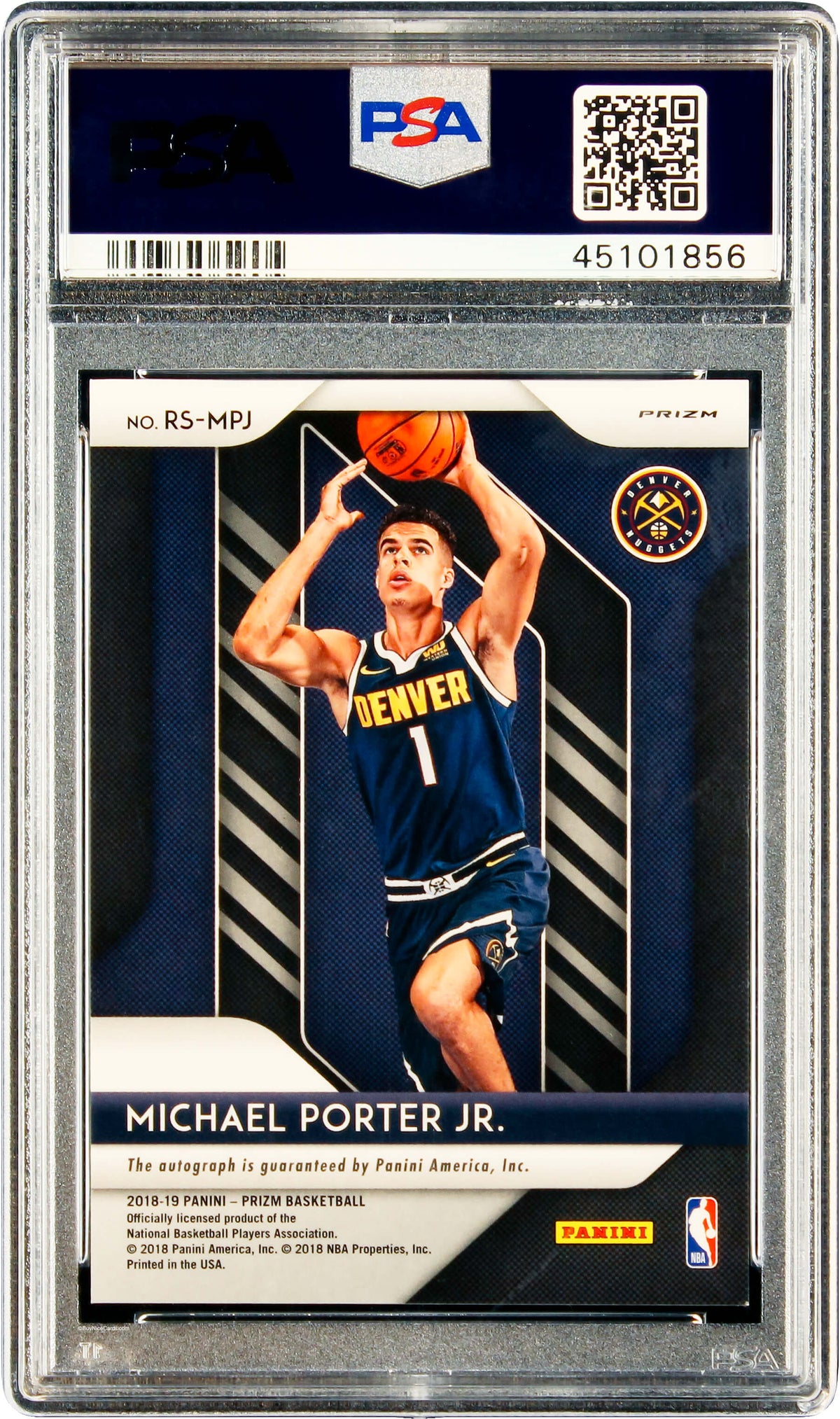 2018 Michael Porter Jr. Panini Prizm Silver Prizms RC Rookie Auto #RSMPJ PSA 10 Gem Mint