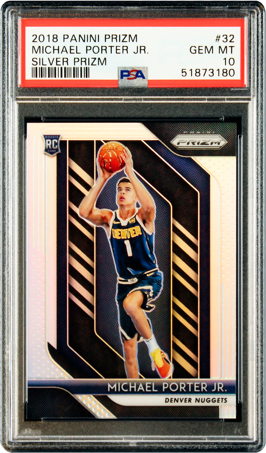 2018 Michael Porter Jr. Panini Prizm Silver Prizms Sp Rc Rook #32 Psa 10 Gem Mt