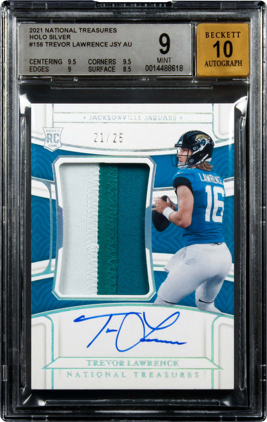 2021 Trevor Lawrence Panini National Treasures Holo Silver SP RC Rookie /25 BGS 9 / 10 Mint