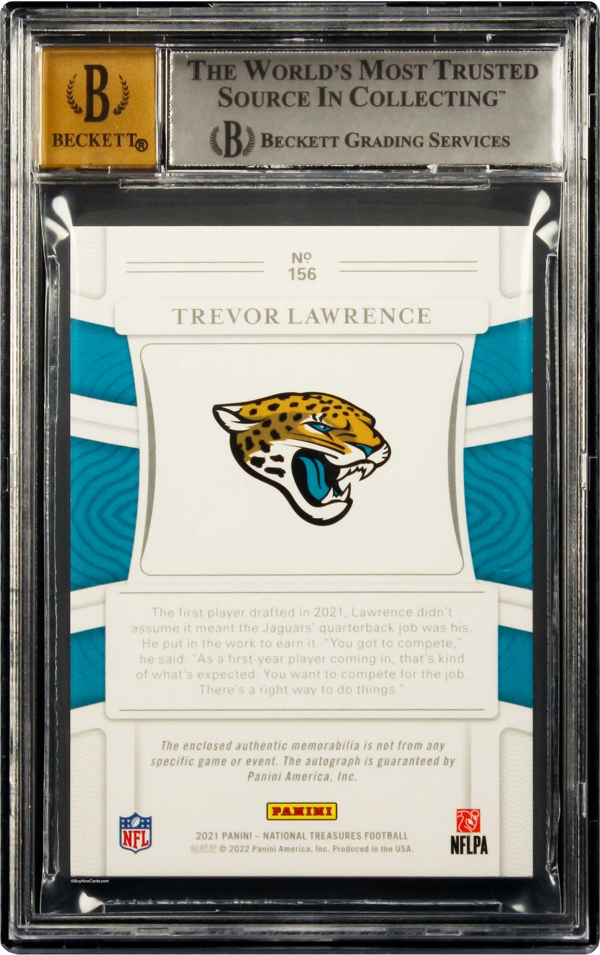 2021 Trevor Lawrence Panini National Treasures Holo Silver SP RC Rookie /25 BGS 9 / 10 Mint