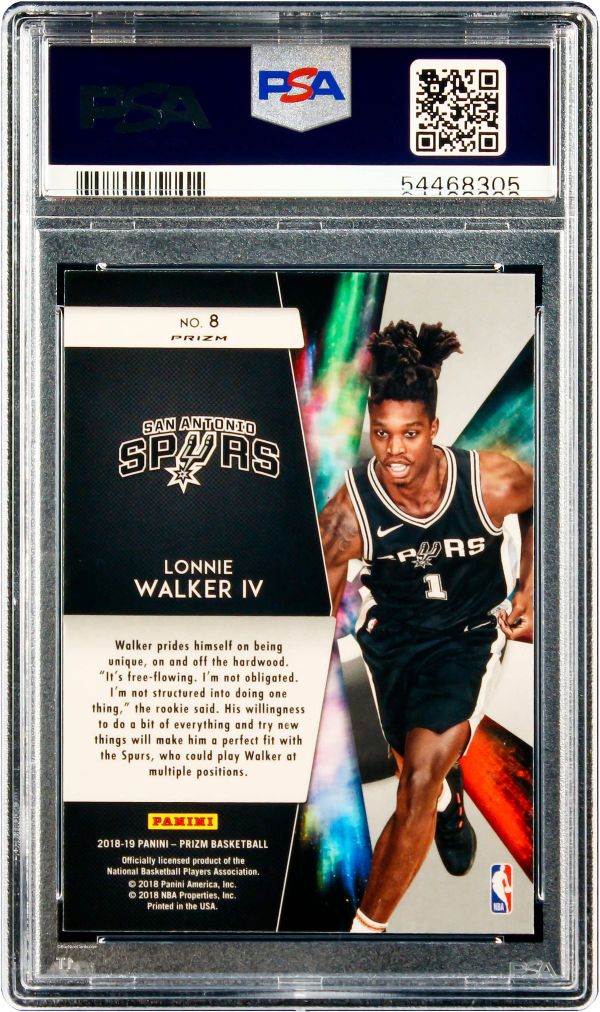 2018 Lonnie Walker IV Panini Prizm Silver Prizms Freshman Phenoms RC Rookie #8 PSA 10 Gem Mint