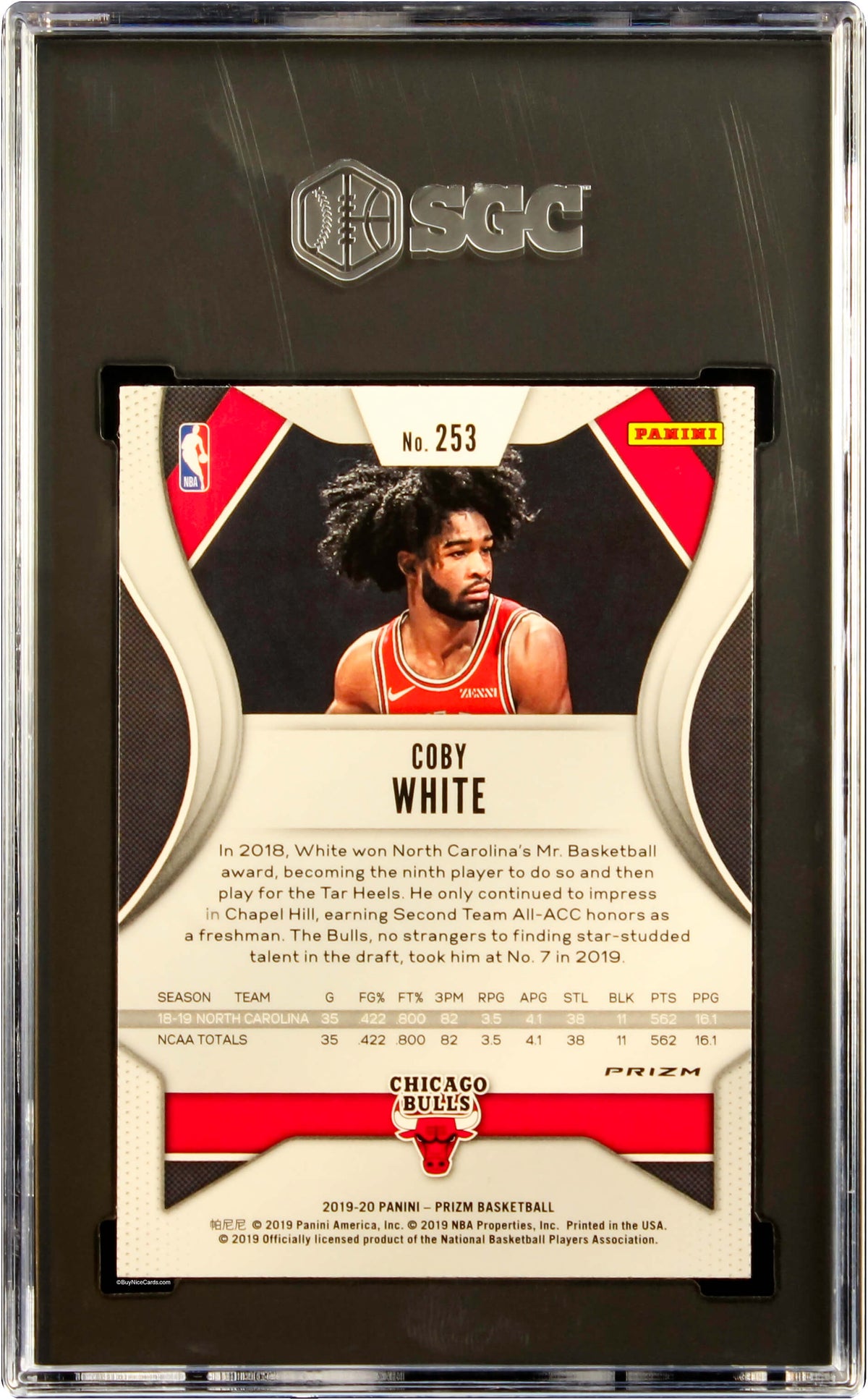 2019-20 Colby White Panini Prizm Green Prizm Refractor RC Rookie #253 SGC 10 Gem Mint