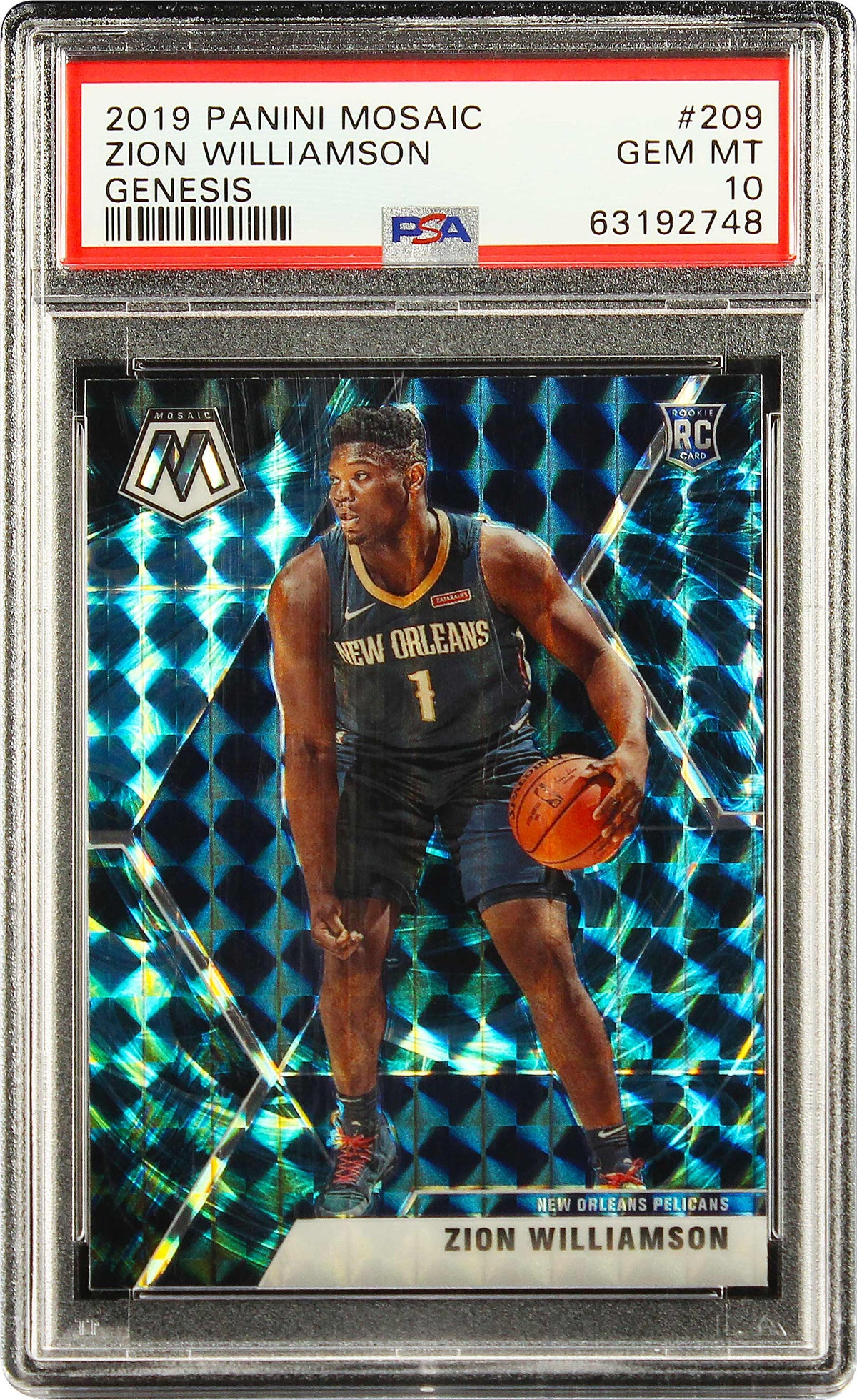2019 Zion Williamson Panini Mosaic Genesis SP RC Rookie #209 PSa 10 Gem Mint