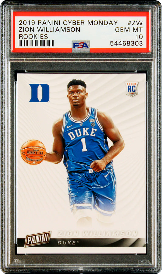 2019 Zion Williamson Panini Cyber Monday Collegiate Rookies RC Rookie #ZW PSA 10 Gem Mint